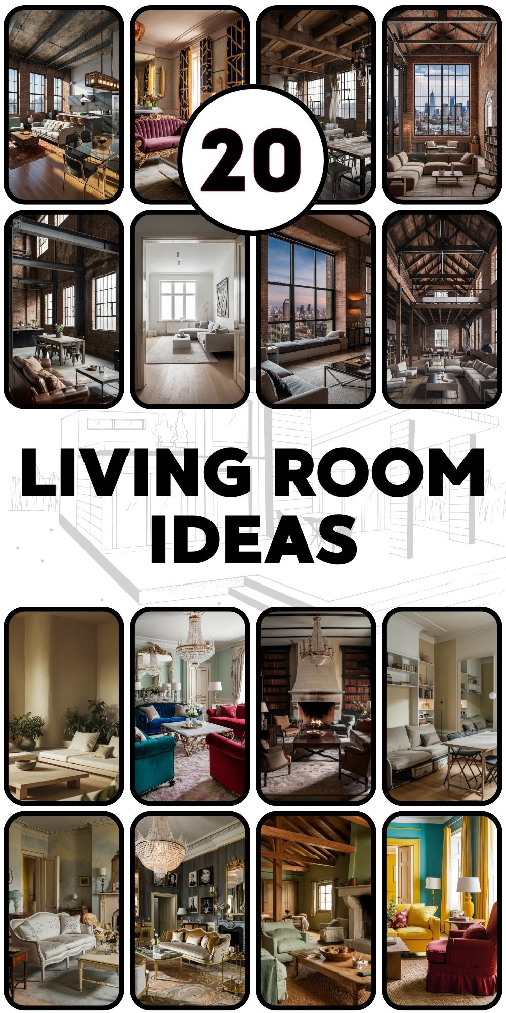 20 Living Room Ideas: A Step-by-Step Drawing Guide