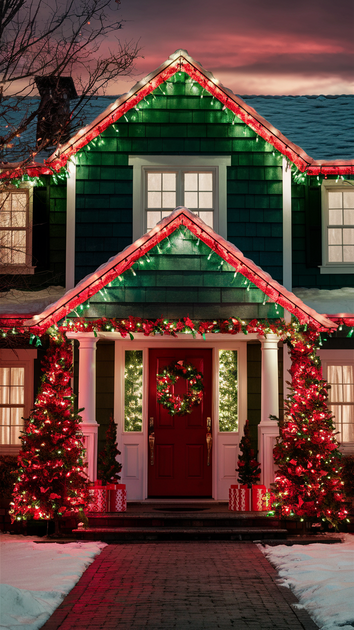 Green and Red Christmas Lights on House 22 Ideas: A Holiday Guide