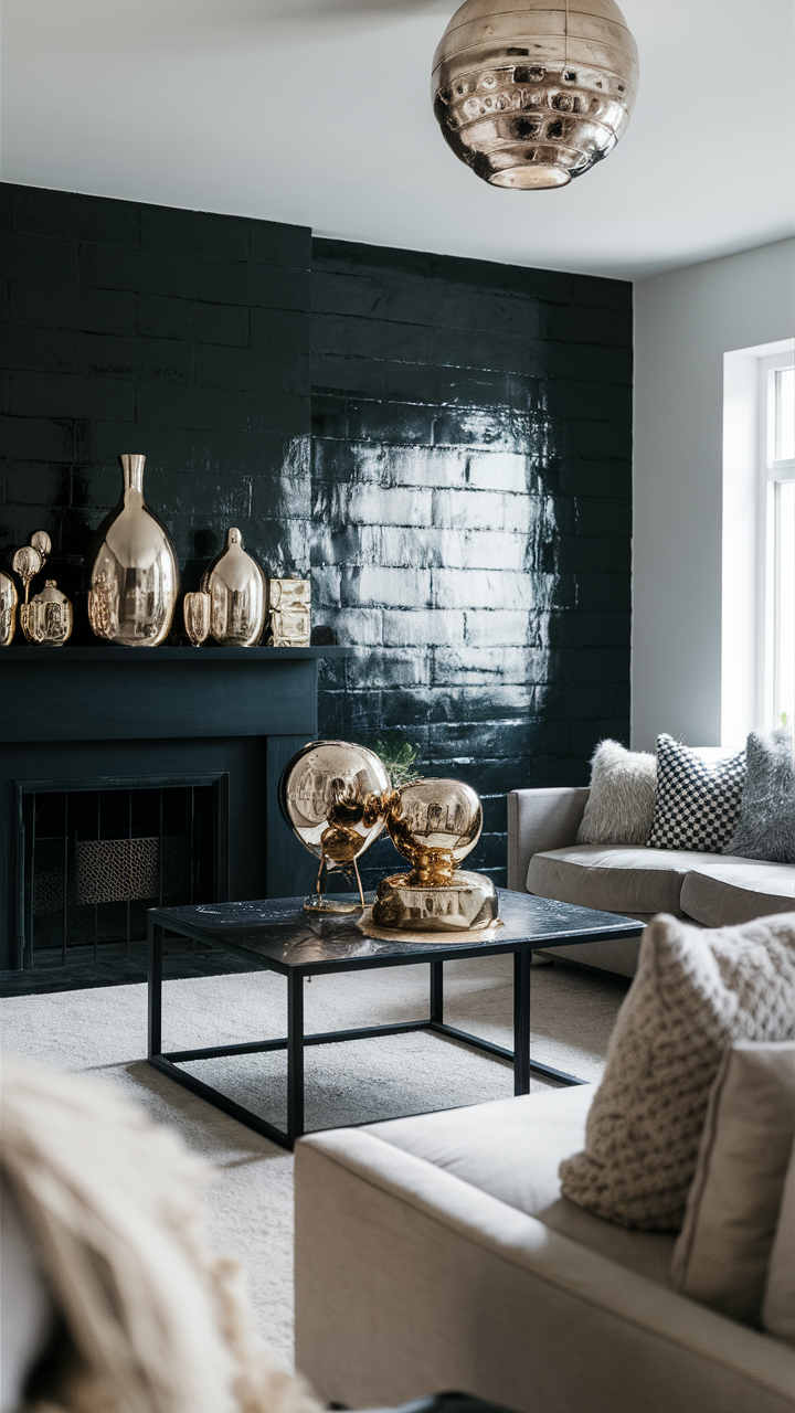 23 Ideas for a Black Accent Wall in Your Living Room