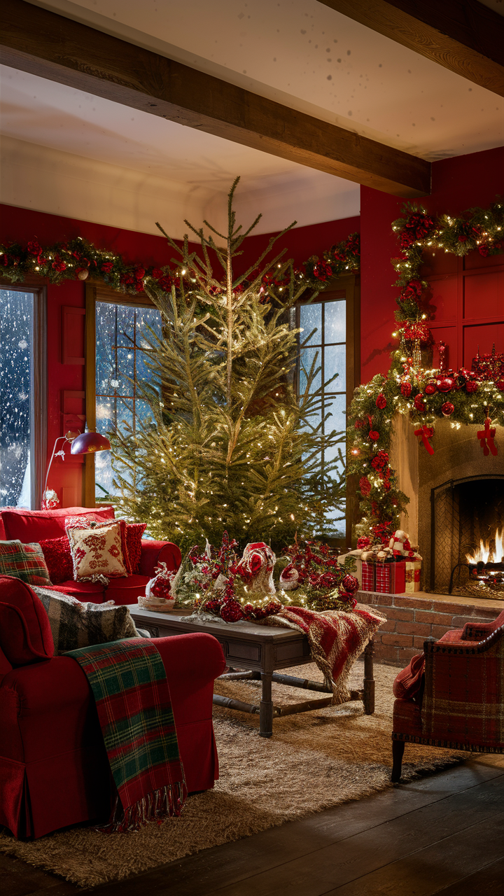 Red Christmas Living Room 25 Ideas