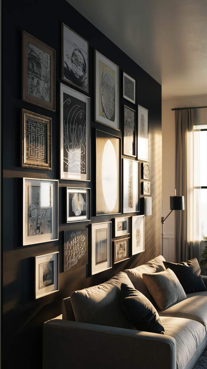 23 Ideas for a Black Accent Wall in Your Living Room