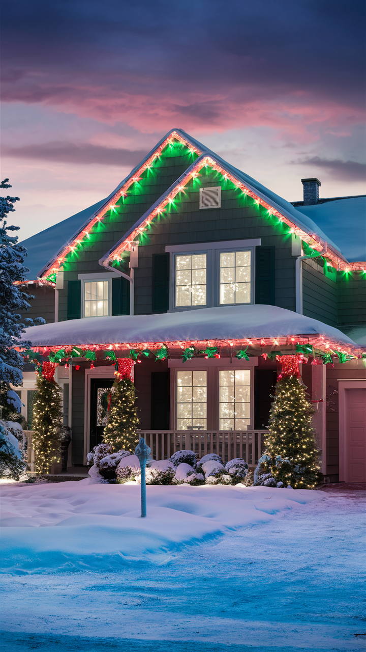 Green and Red Christmas Lights on House 22 Ideas: A Holiday Guide