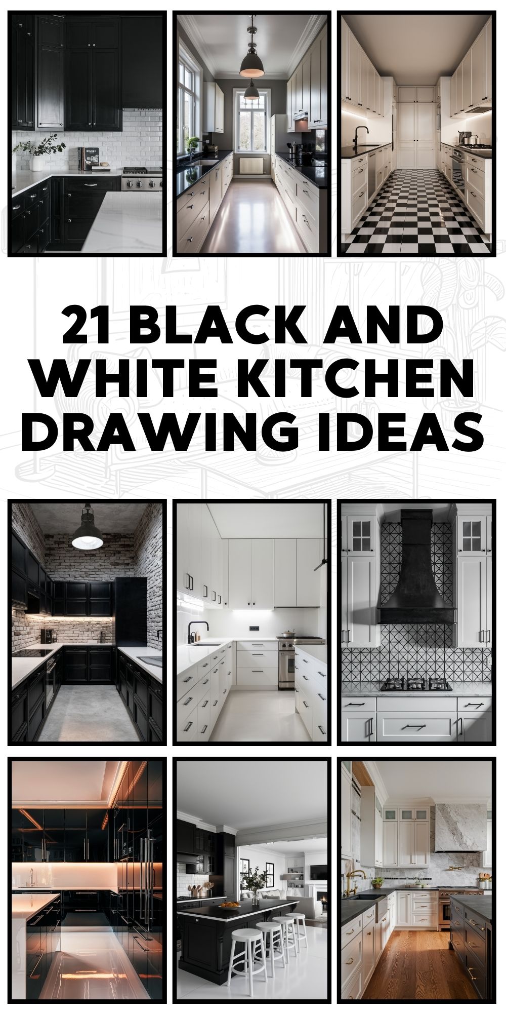 21 Black and White Kitchen Drawing Ideas: Step-by-Step Guide