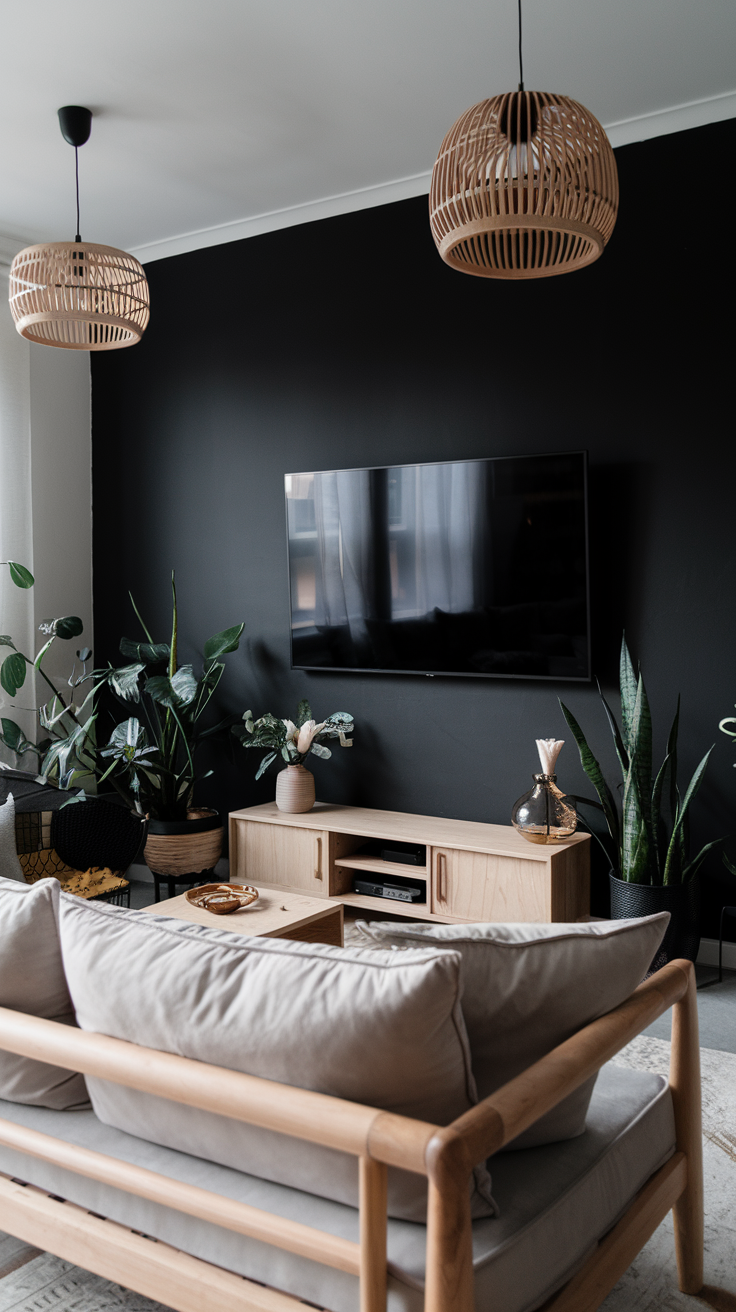 23 Ideas for a Black Accent Wall in Your Living Room