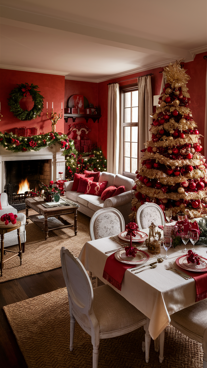 Red Christmas Living Room 25 Ideas