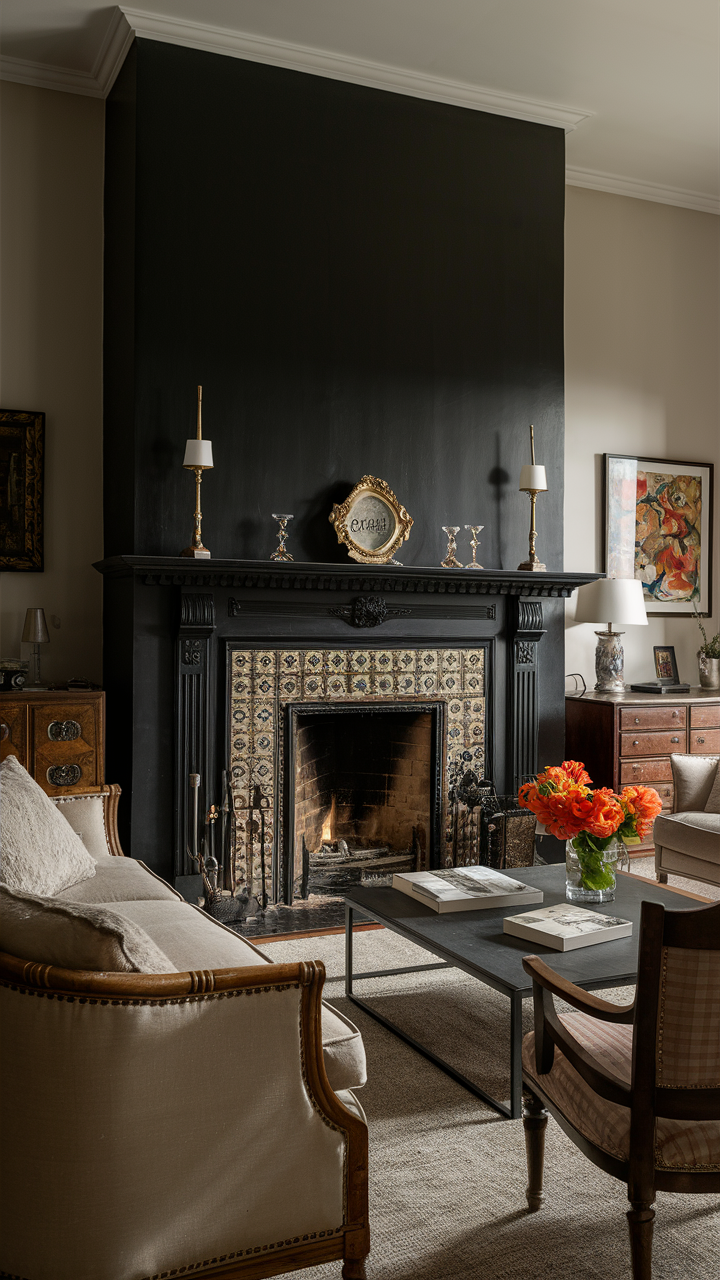 23 Ideas for a Black Accent Wall in Your Living Room