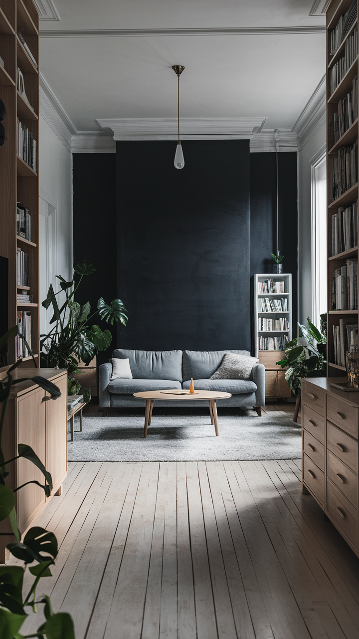 23 Ideas for a Black Accent Wall in Your Living Room