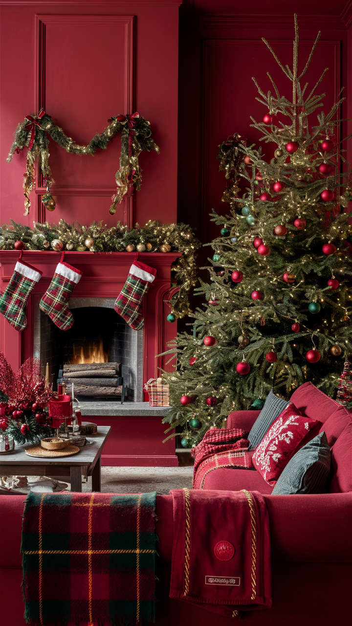 Red Christmas Living Room 25 Ideas