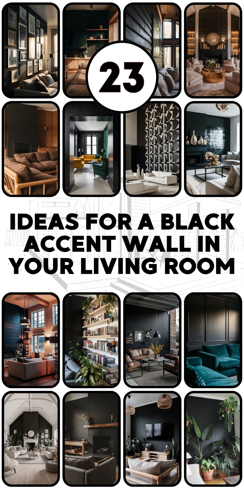 23 Ideas for a Black Accent Wall in Your Living Room