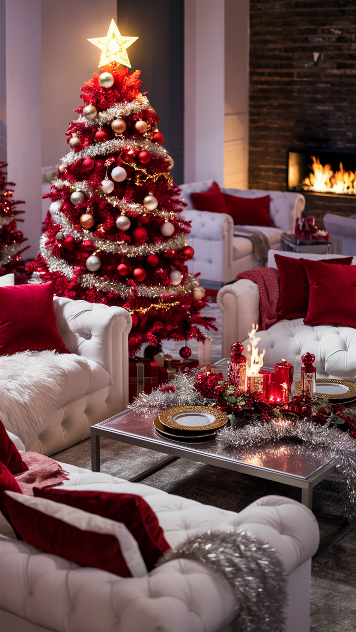 Red Christmas Living Room 25 Ideas