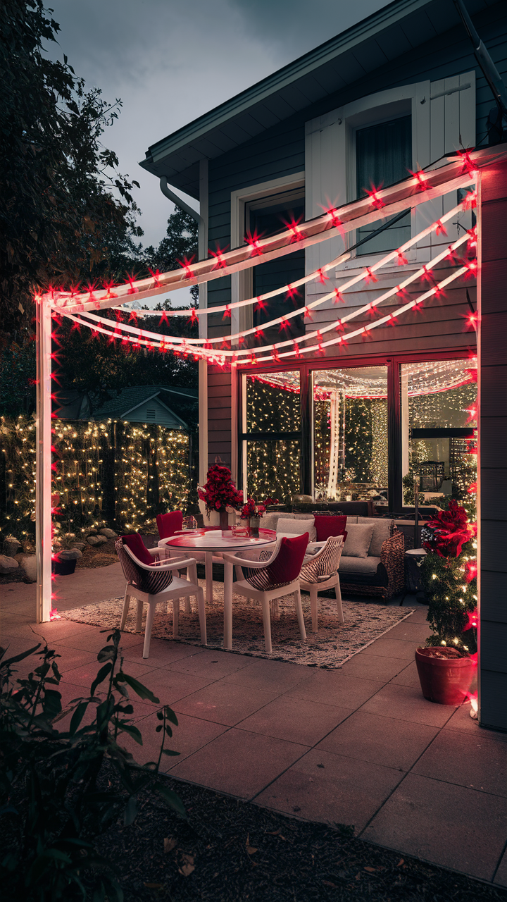 White and Red Christmas Lights Outside: 22 Ideas for Festive Holiday Décor