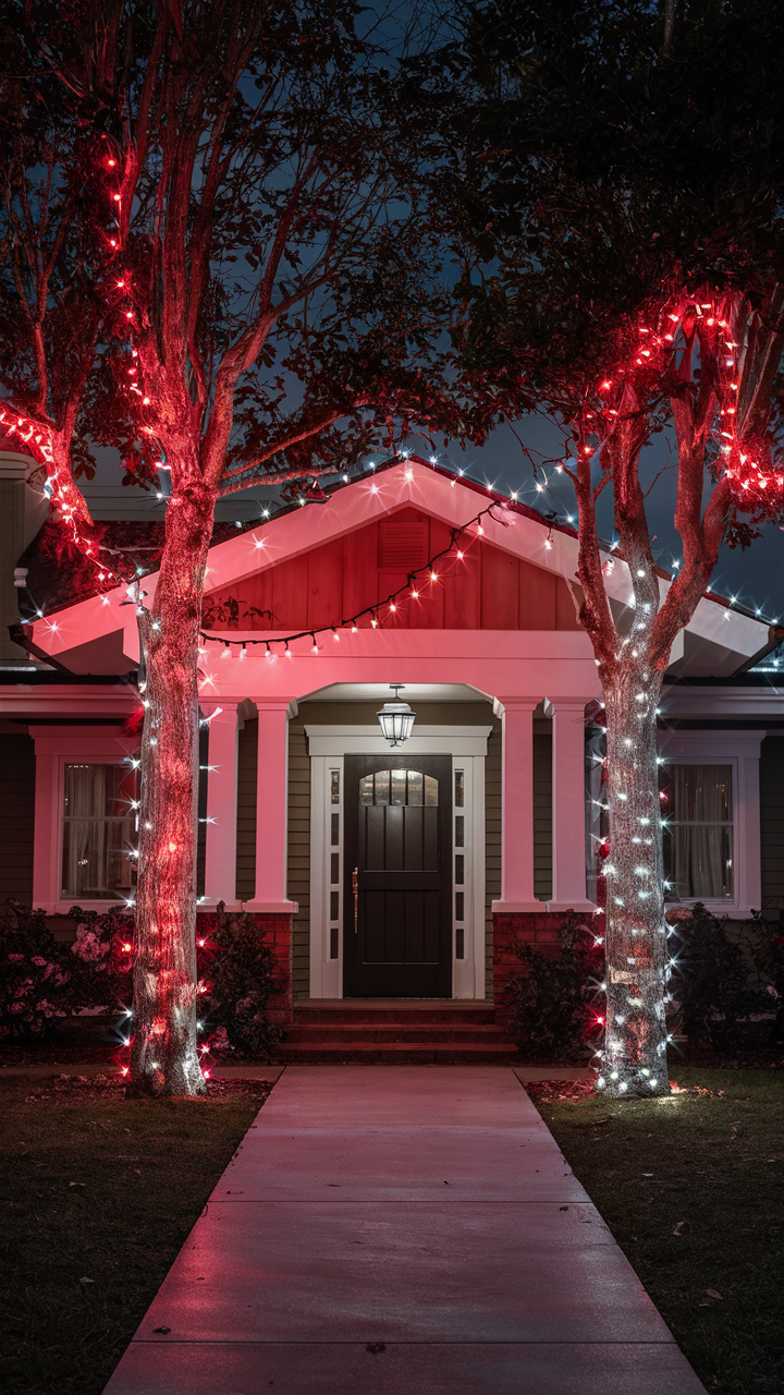 White and Red Christmas Lights Outside: 22 Ideas for Festive Holiday Décor