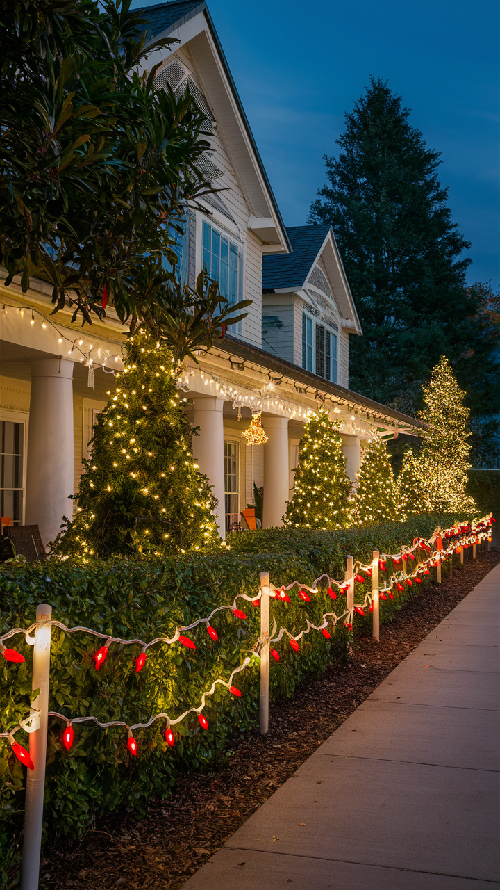 White and Red Christmas Lights Outside: 22 Ideas for Festive Holiday Décor