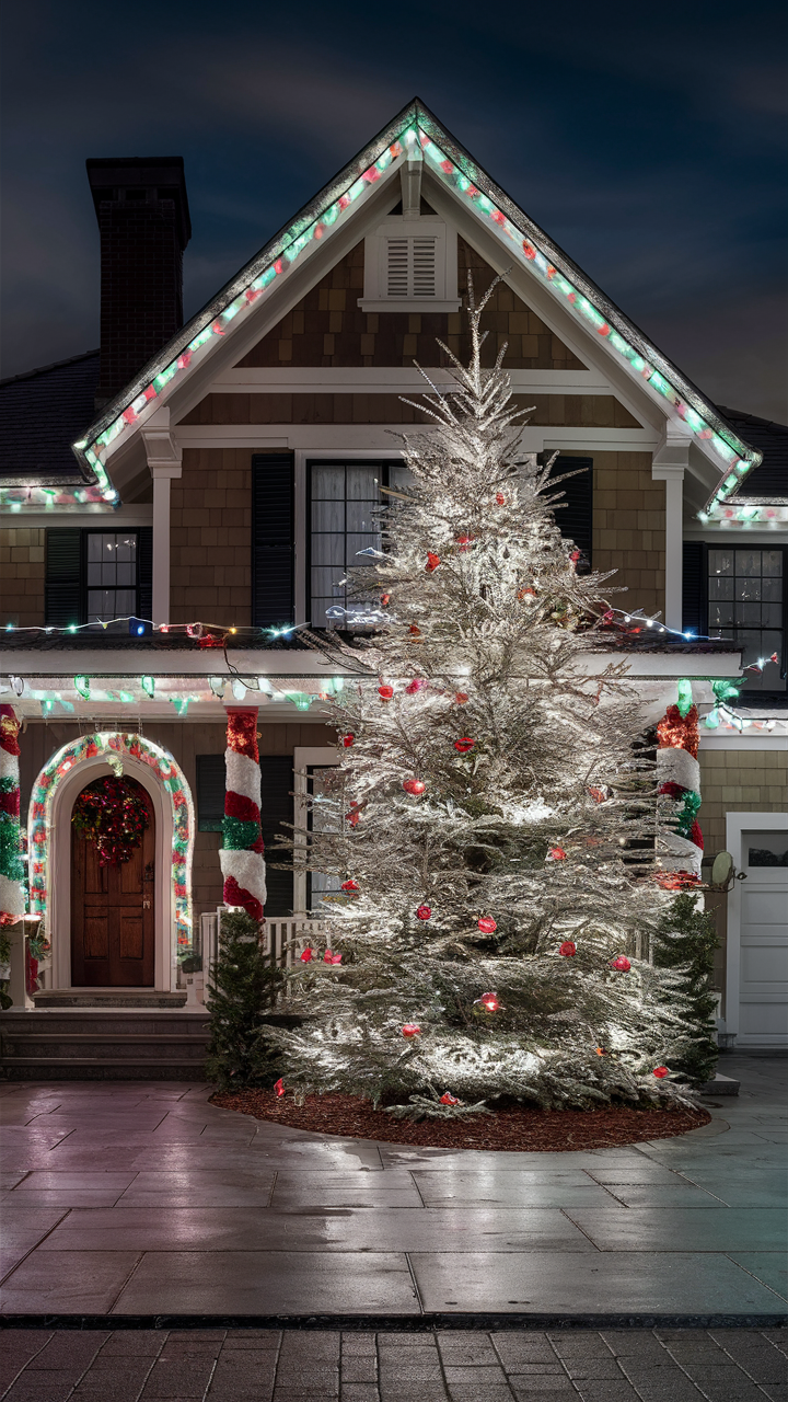 White and Red Christmas Lights Outside: 22 Ideas for Festive Holiday Décor