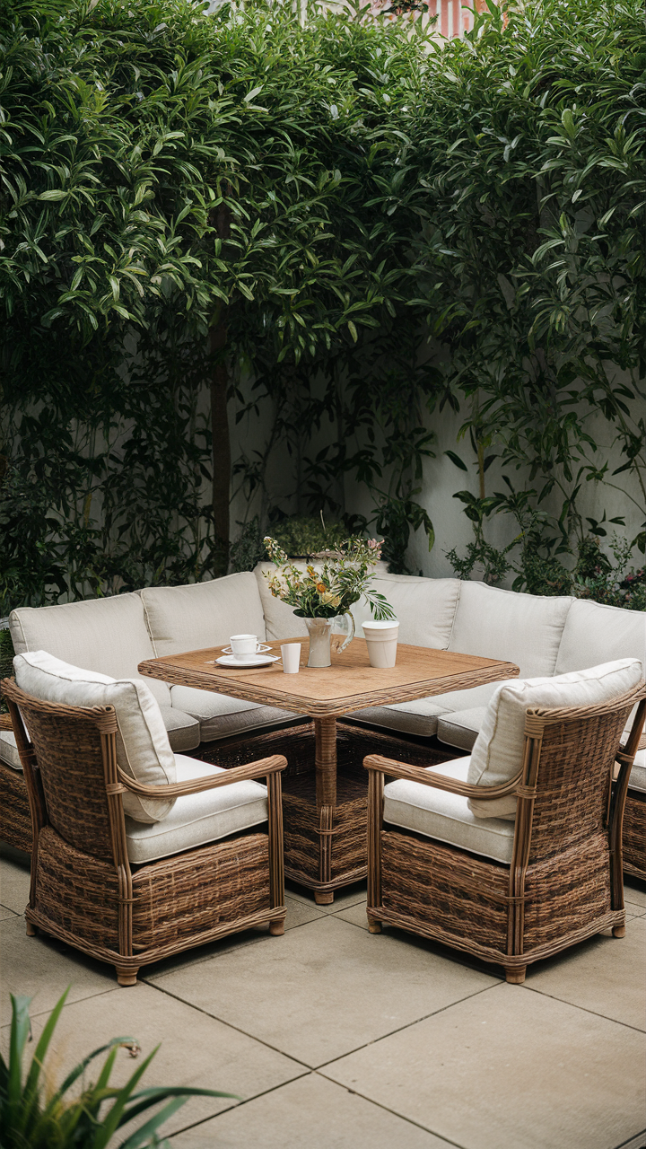 Outdoor Dining Set: Table, Chair, and Sofa