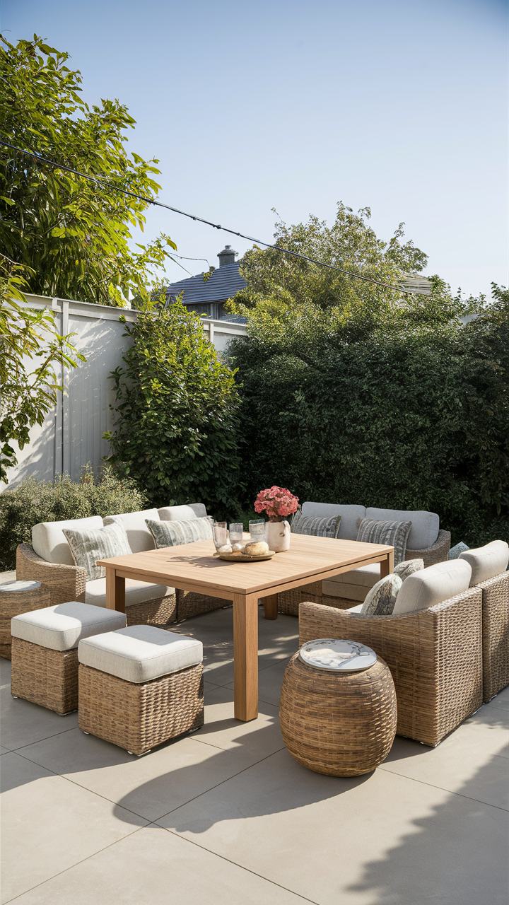 Outdoor Dining Set: Table, Chair, and Sofa