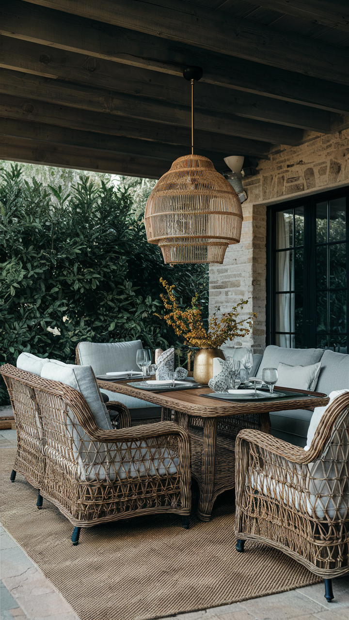 Outdoor Dining Set: Table, Chair, and Sofa