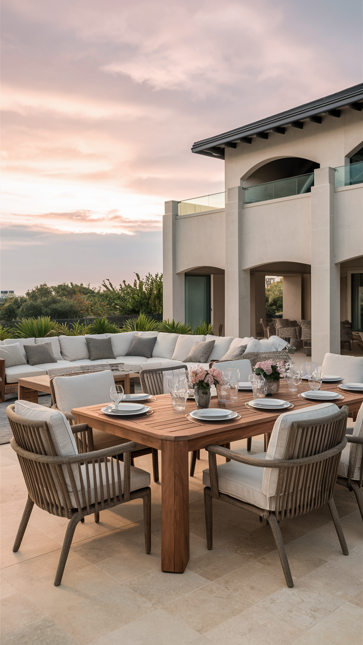 Outdoor Dining Set: Table, Chair, and Sofa