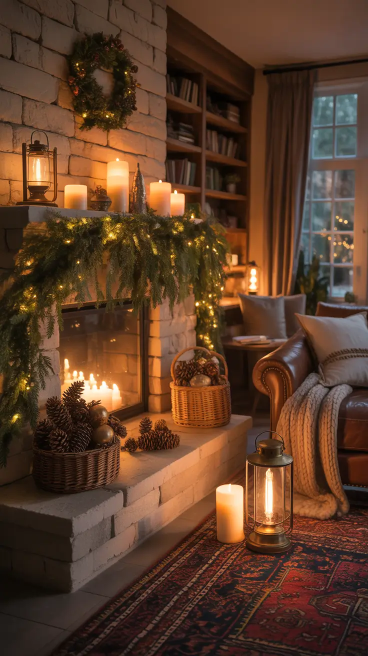 29 Christmas Fireplace Decor Ideas 2025: Elegant Mantel Decorating & Cozy Living Room Inspirations