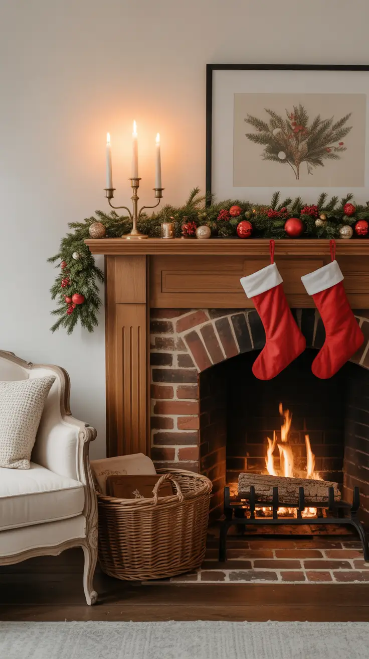 29 Christmas Fireplace Decor Ideas 2025: Elegant Mantel Decorating & Cozy Living Room Inspirations