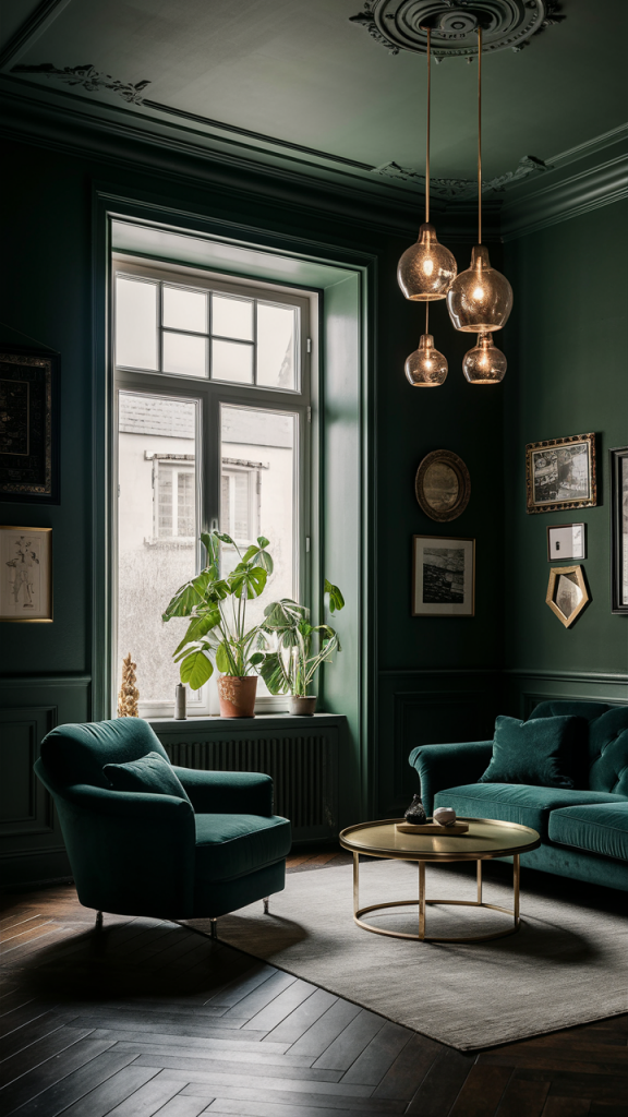 46 Dark Green Living Room Ideas | Dark Green Color Schemes, Accent ...