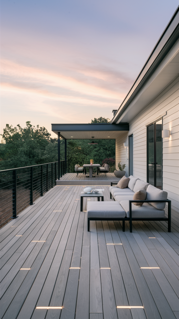 Photo inspiration: Modern Minimalist Deck Design With Neutral Finishes Reference: 22 Backyard Deck Ideas Simple Modern DIY Budget Friendly Designs